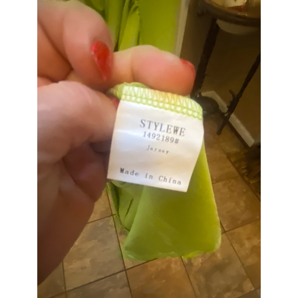 Women's STYLEWE Lime Green Ruched Maxi Dress XL - Picture 4 of 9